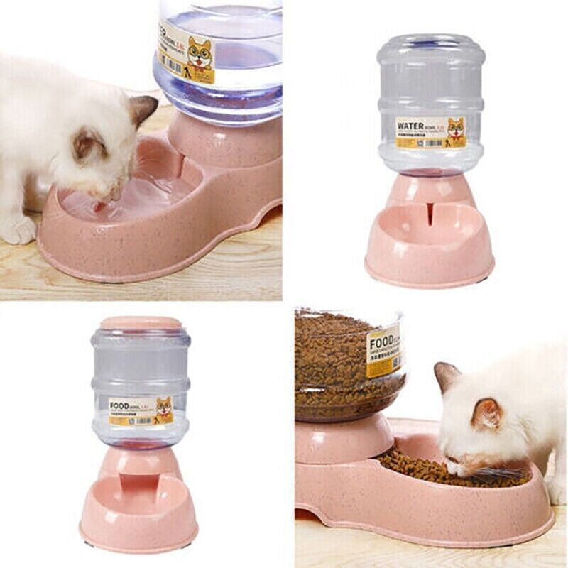 Pet Water & Food Dispenser – 3.8L Automatic Feeder Bowl for Dogs & Cats