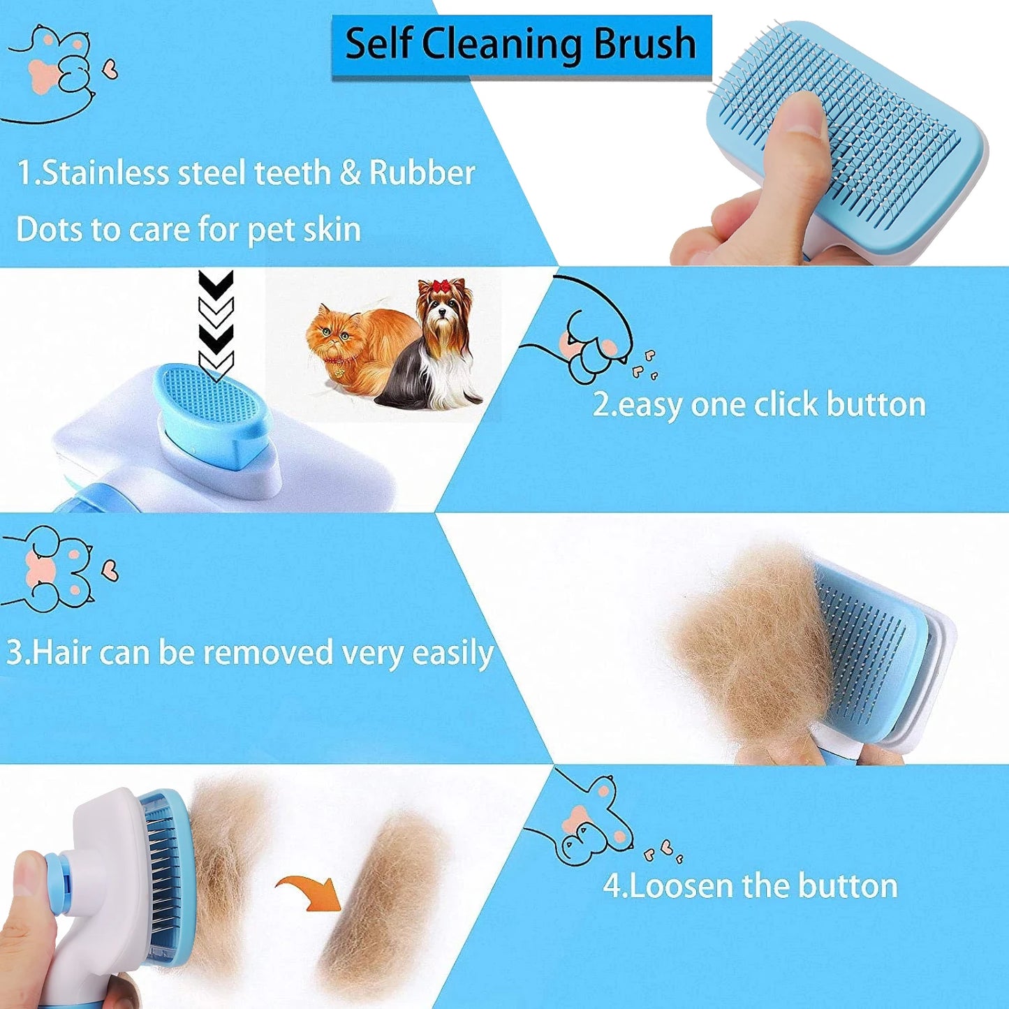 Cheap & Effective Dog Bath Brush – Hair Removal Comb for Pet Grooming