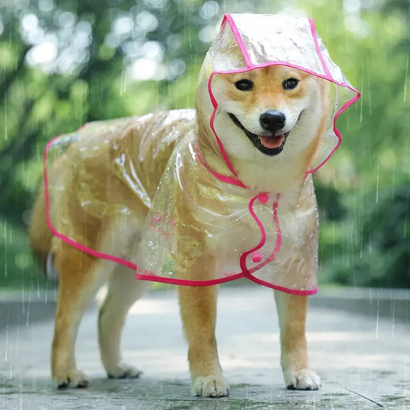 Transparent Dog Raincoat – Waterproof Hooded PVC Jacket for Small Dogs & Puppies